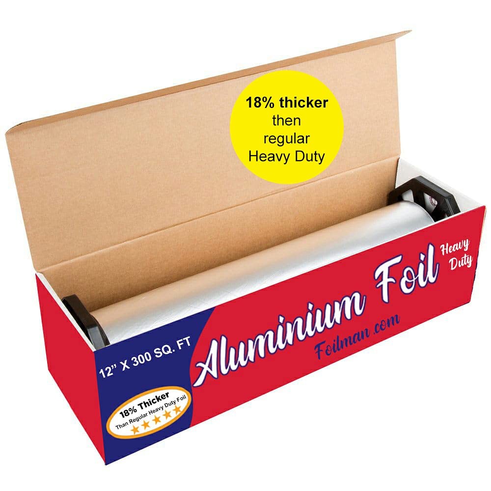 Foilman thick heavy duty aluminum foil roll in corrugated cutter box