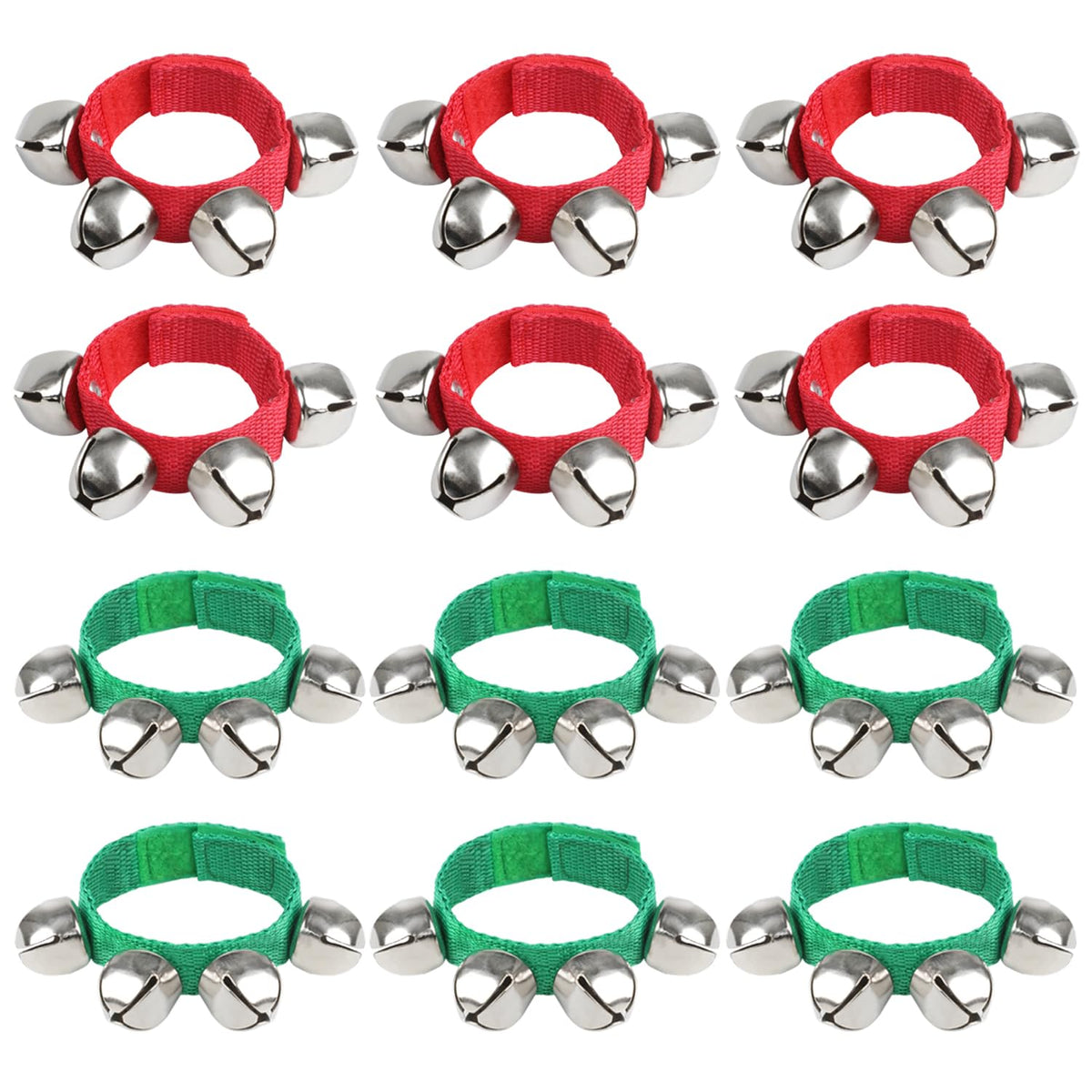 FOIMAS Christmas Band Wrist Bells Bracelets set in green and red