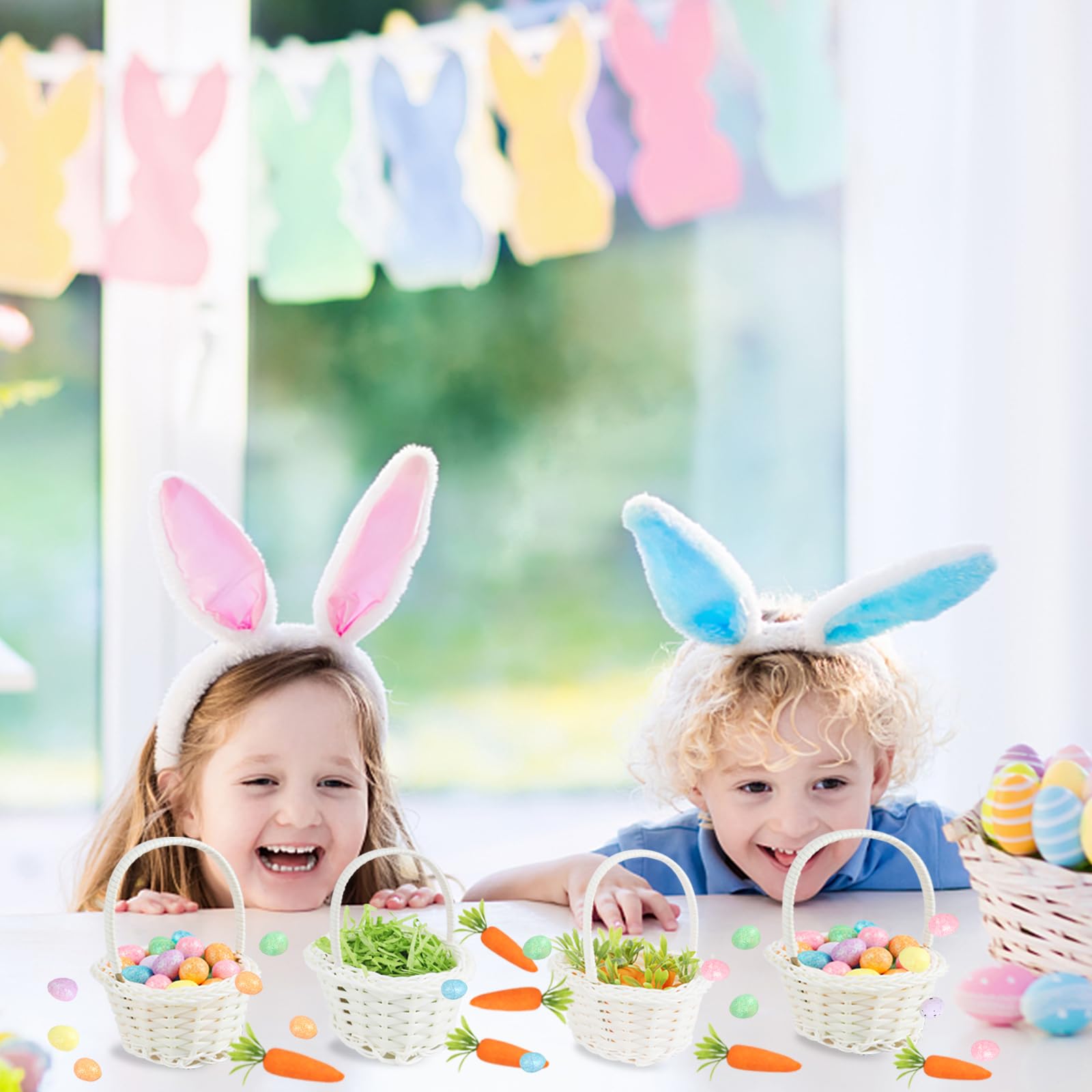 Easter basket display ideas for table fireplace window