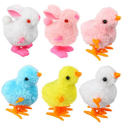 foimas easter wind up toys six pack image showing plush chickens and bunnies