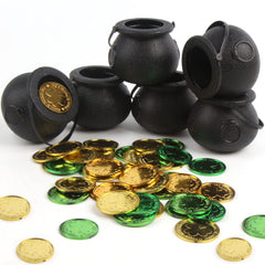 FOIMAS mini black cauldron set of six plastic kettles