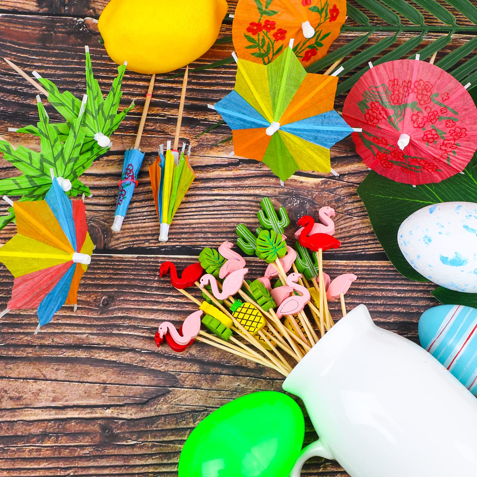 FOIMAS bamboo cocktail picks 100 tropical designs