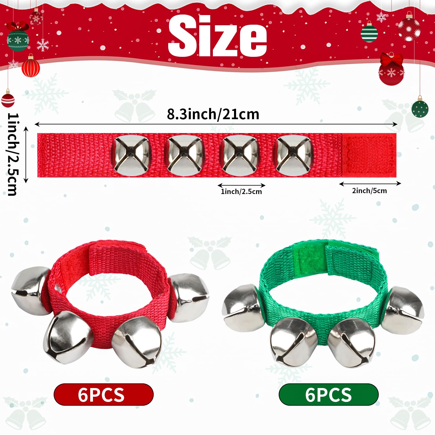 Wrist bell bracelets with adjustable nylon straps and velcro pads