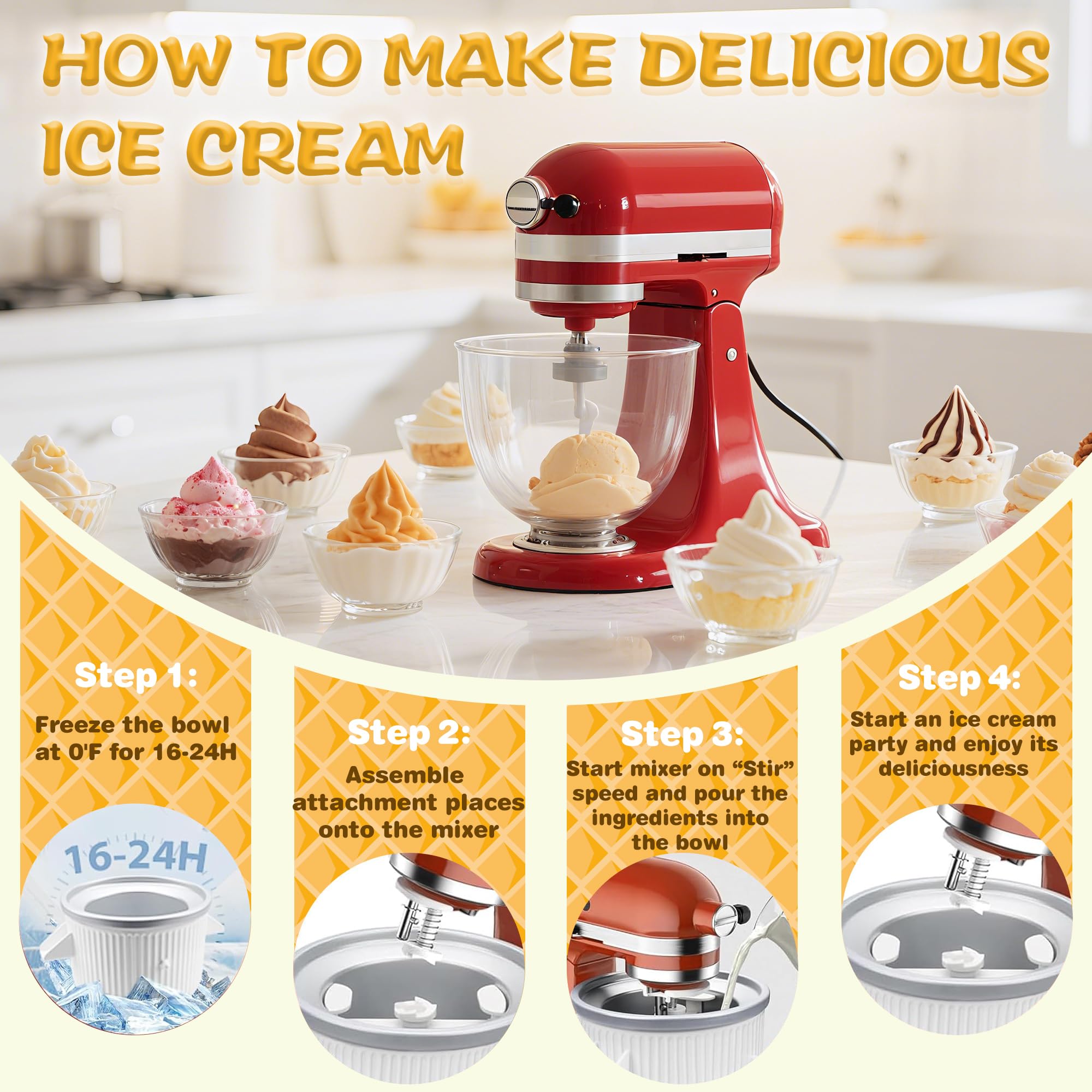 White FOKIEE ice cream maker attachment for KitchenAid