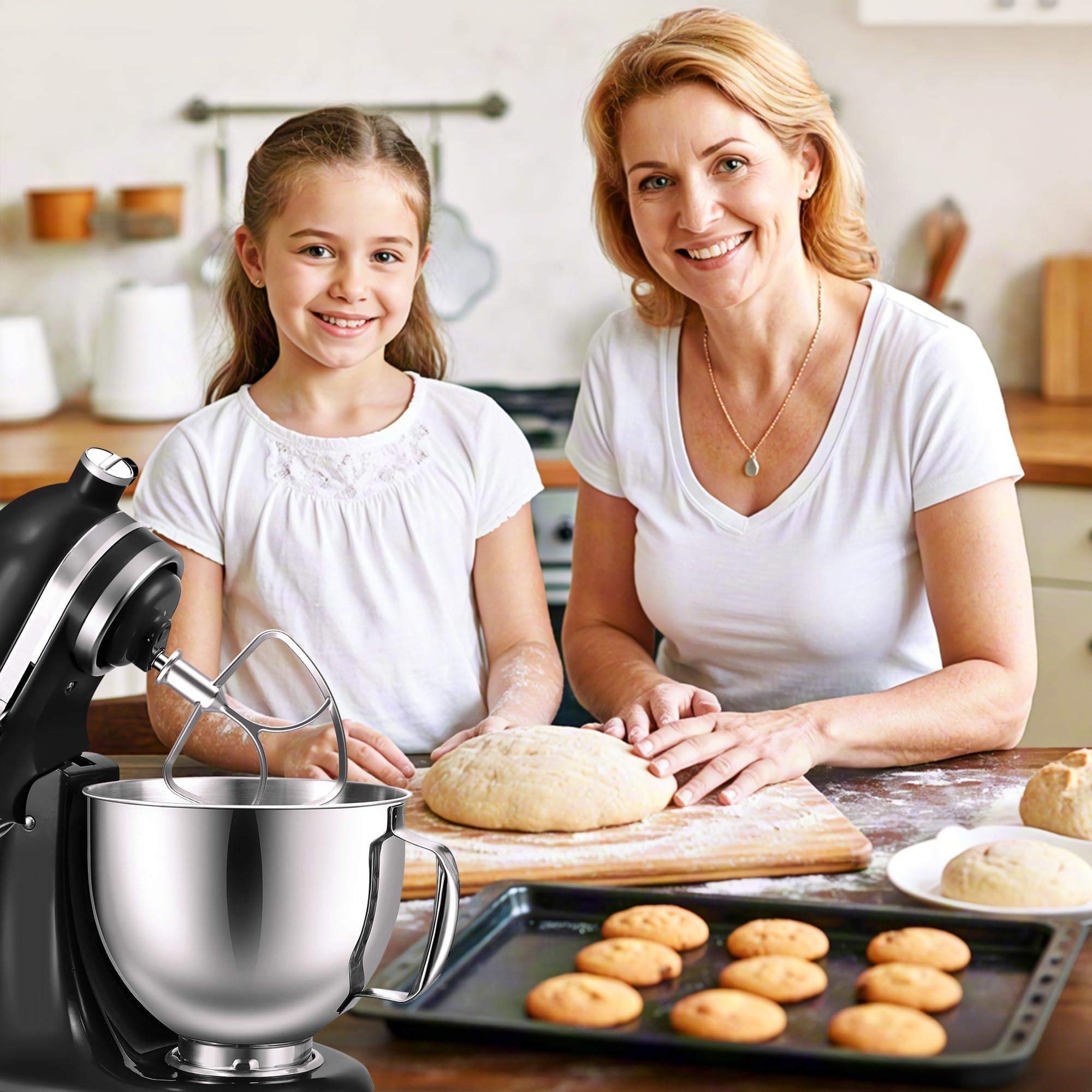 Dough hook and flat beater with nonstick coating