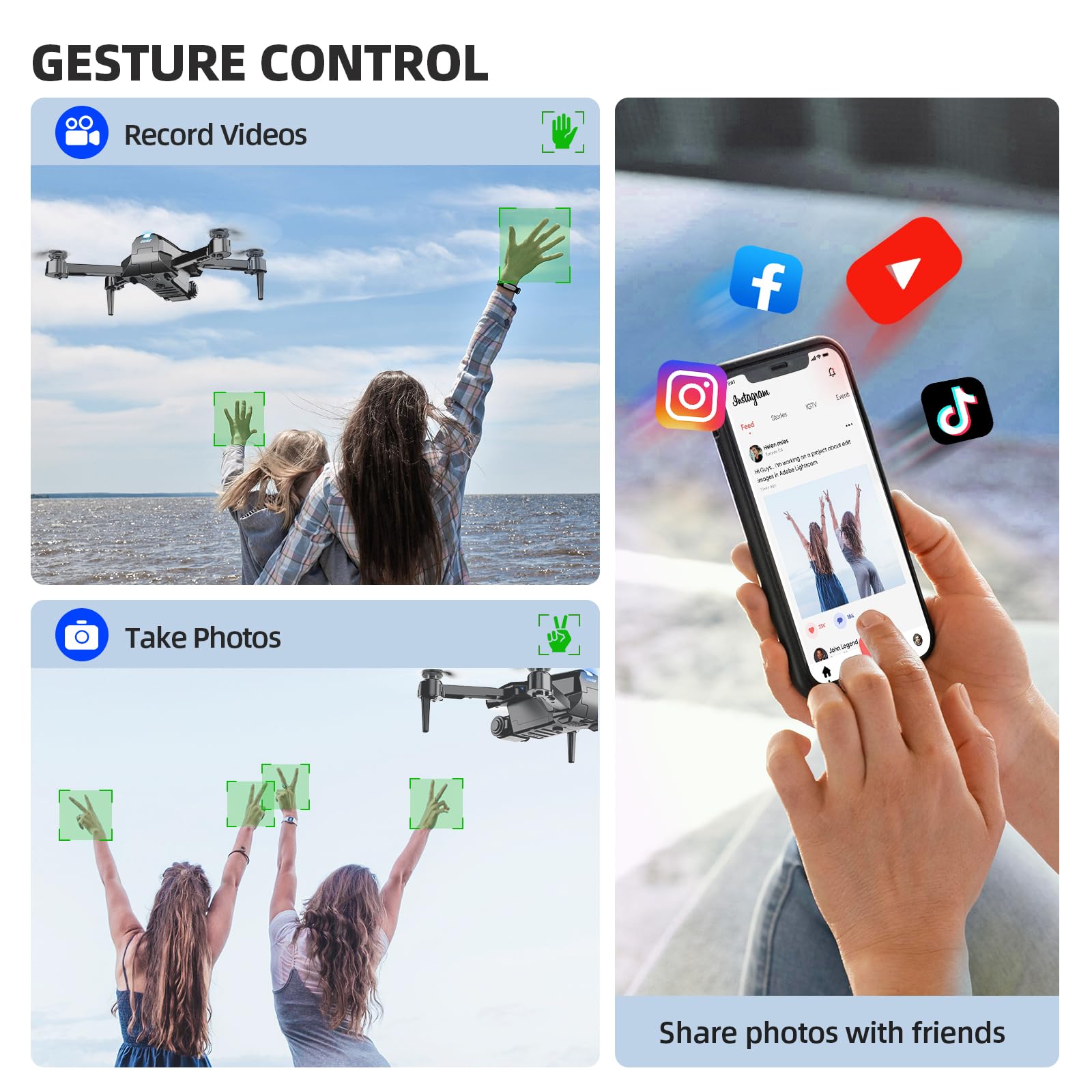 1080P HD camera with real-time FPV view on smartphone
