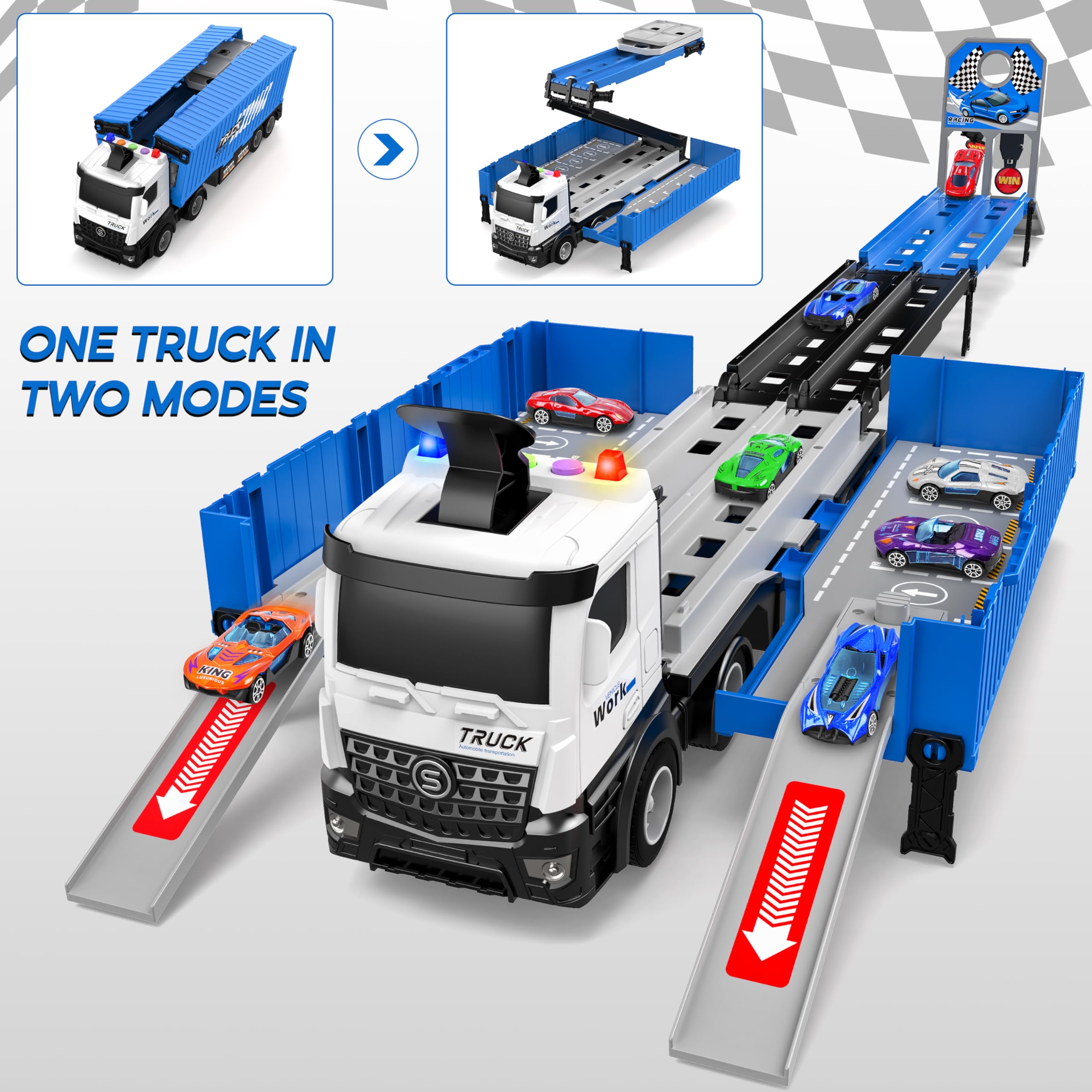 Foldable catapult track and car storage feature