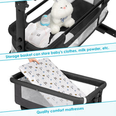 Breathable mesh sides on baby bassinet