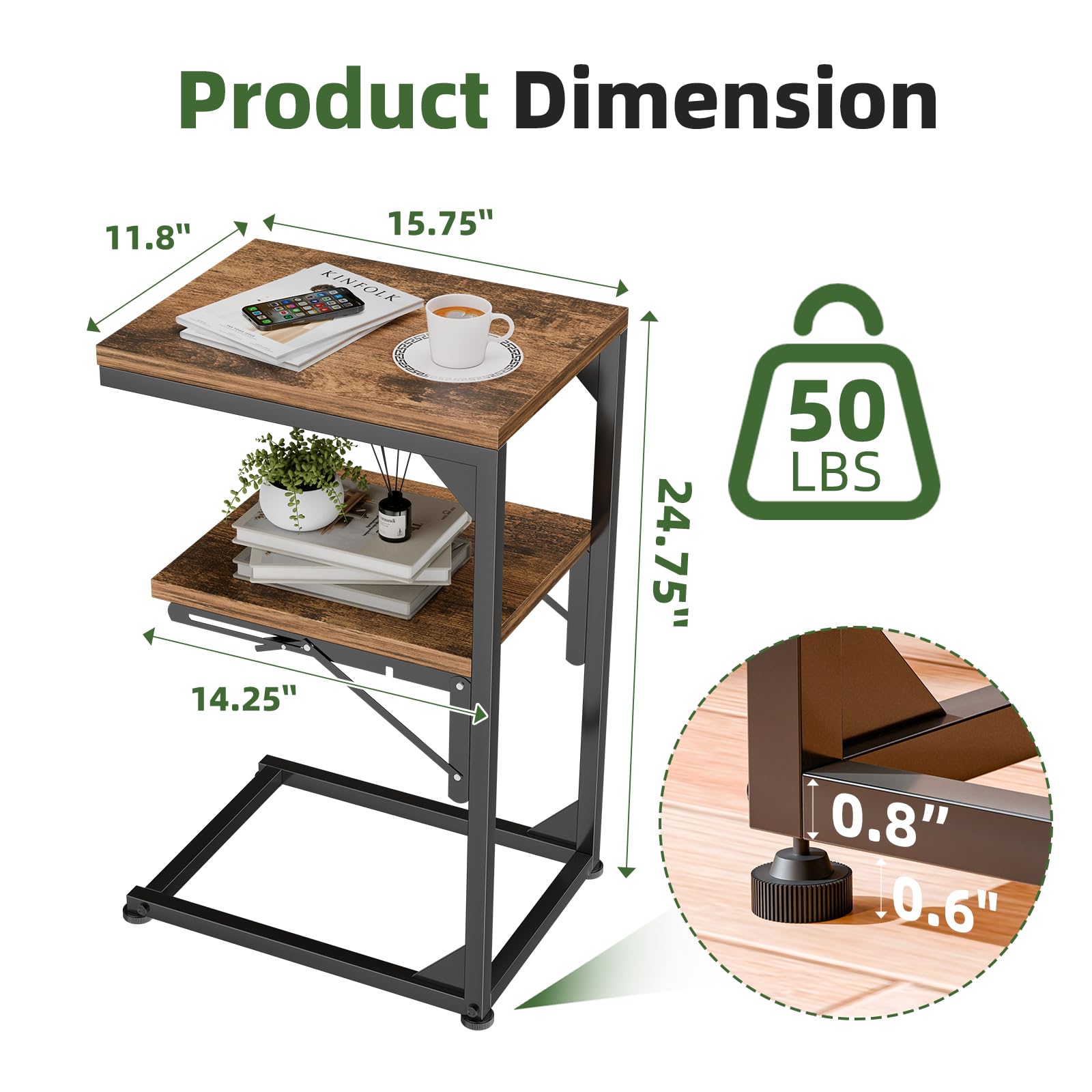 foldable-table-with-2-shelf-storage extended