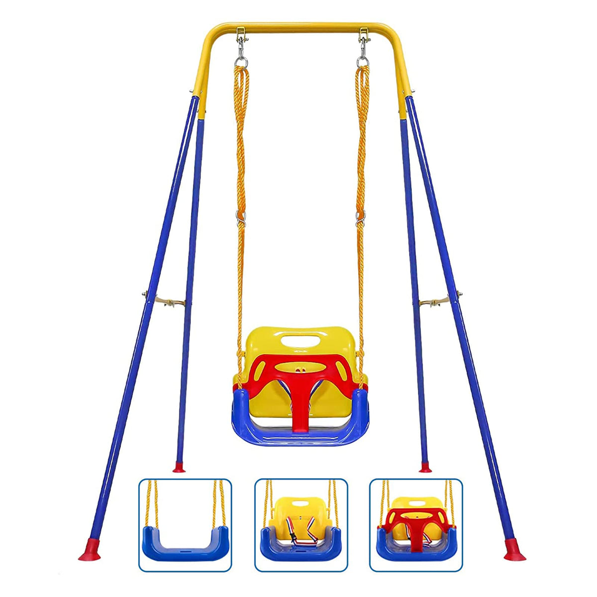 Foldable Toddler Swing Set indoor outdoor use side view