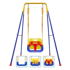 Foldable Toddler Swing Set indoor outdoor use side view