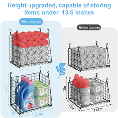 Foldable wire shelf organizer system with three baskets
