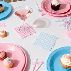 Napkins for birthday party with pastel gingham edges