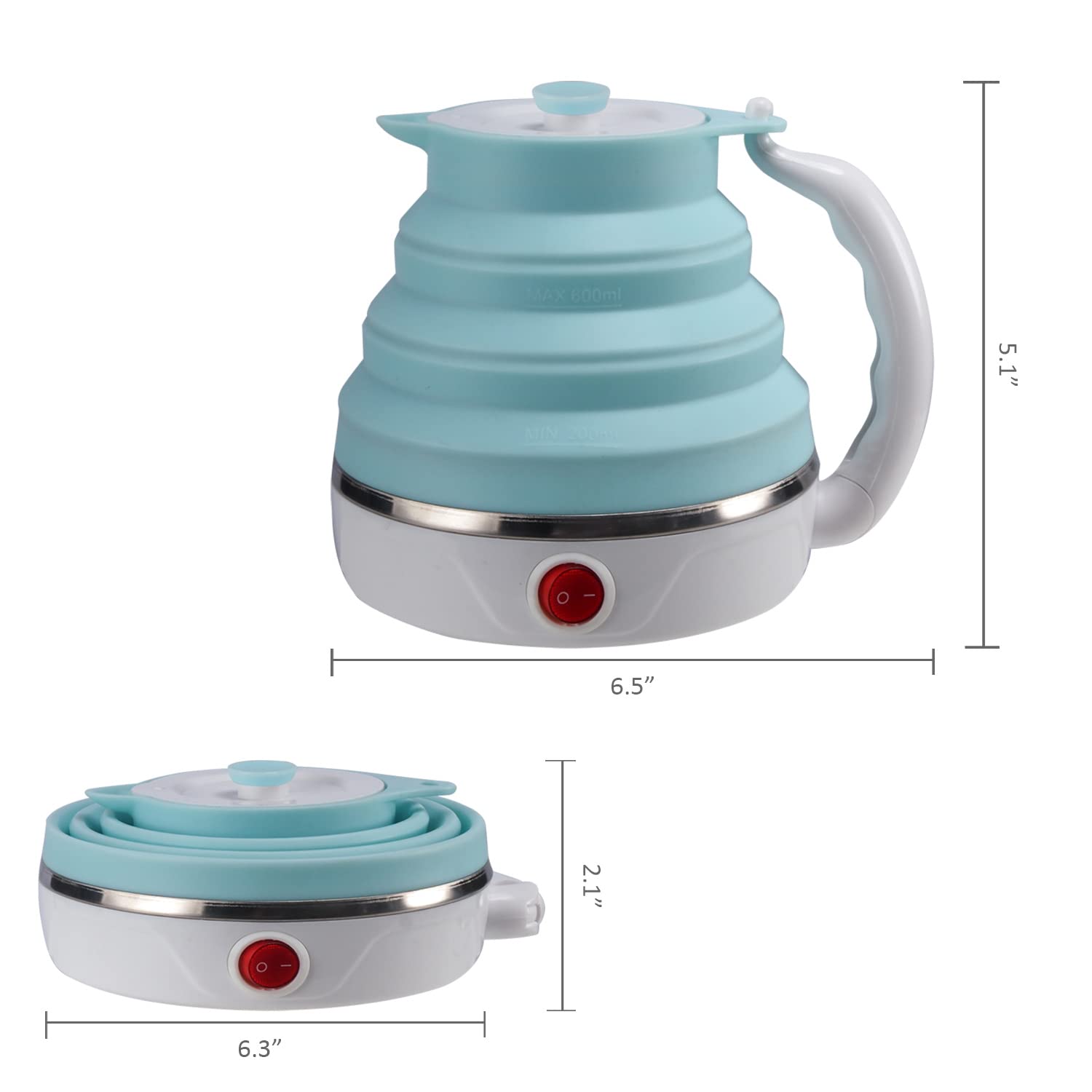 Kettle folded size 6.5x6.3x2.1 inches blue