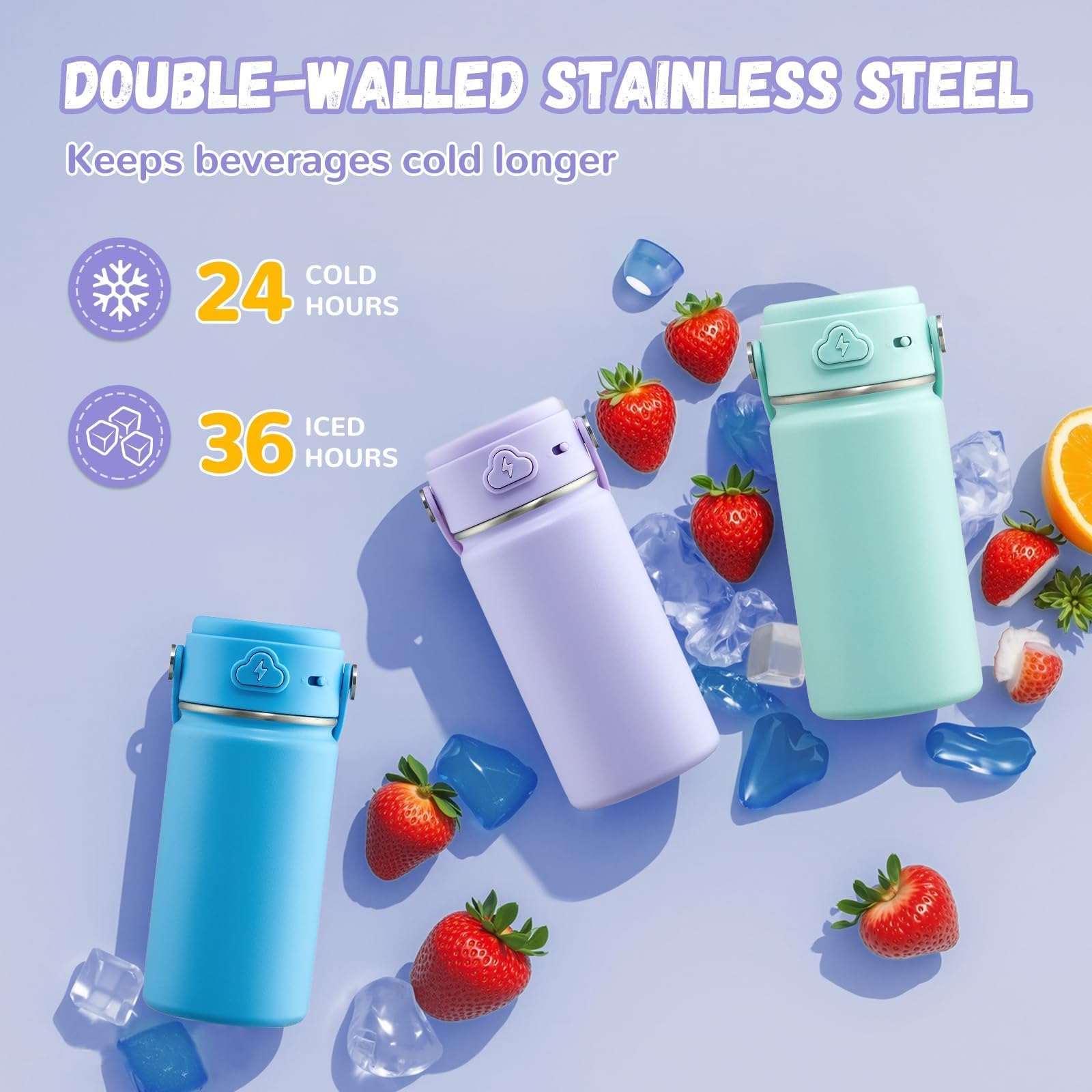 Folding straw lid with kid-friendly carry handle