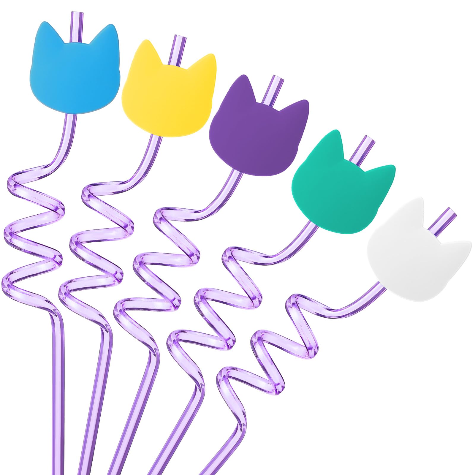 FoldTier reusable plastic cat straw 25pcs pack