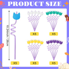 FoldTier cartoon cat straw set 25 pieces purple color