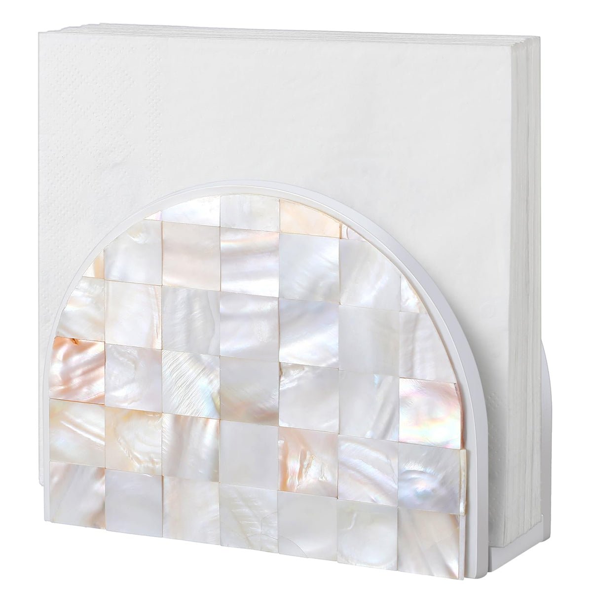 FoldTier mosaic mother of pearl inlay napkin holder