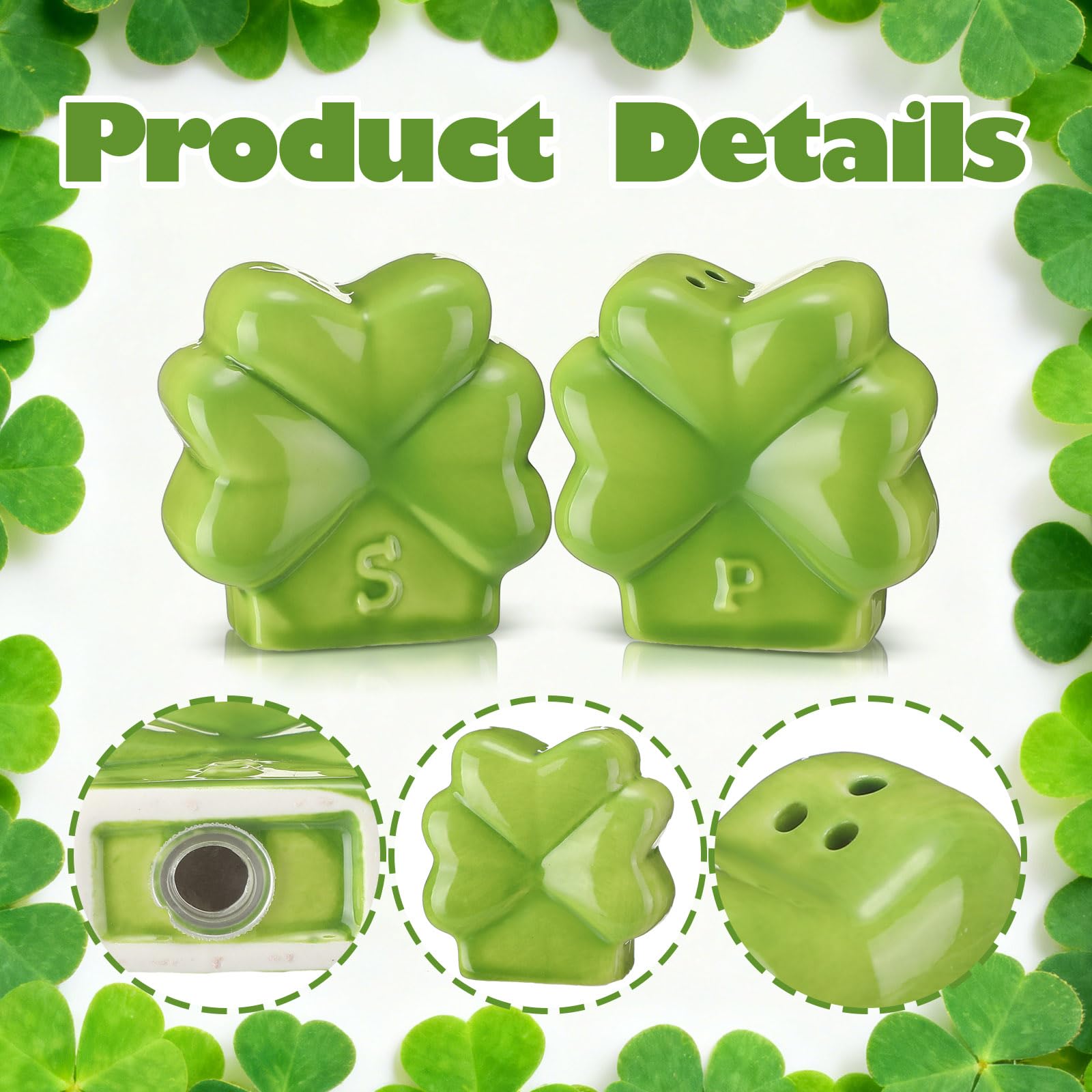 FoldTier two piece shamrock salt pepper set with stoppers