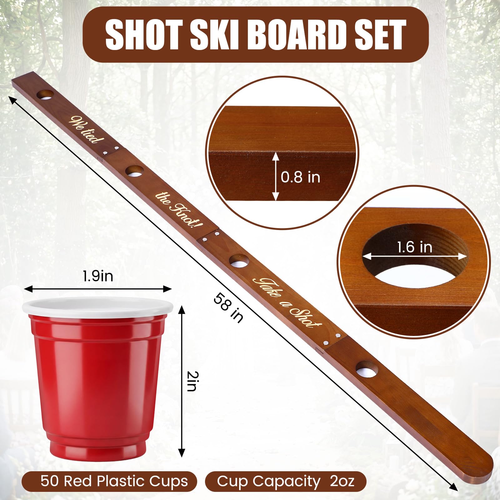 Retro wooden Ski Style Shot Board length 58 inches