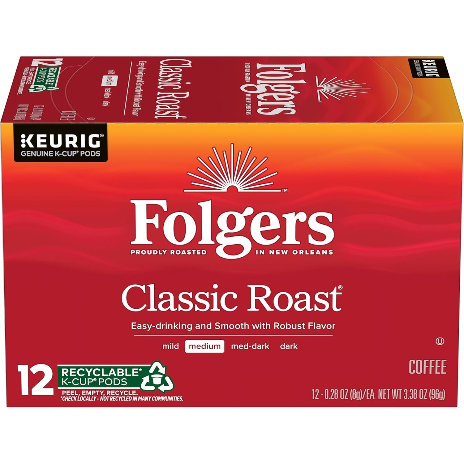 Folgers Classic Roast coffee 72 count pack ready to brew