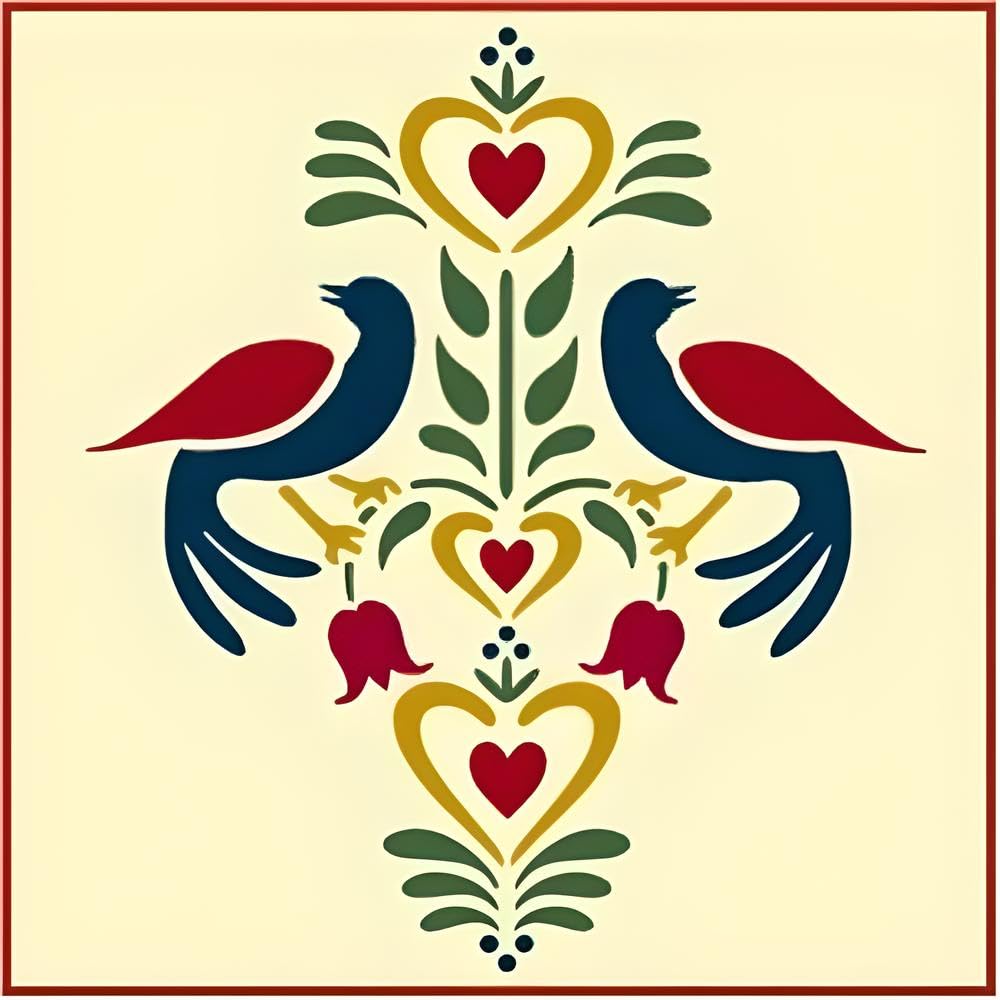 folk art birds 2 stencil template 8x9 on mylar product image