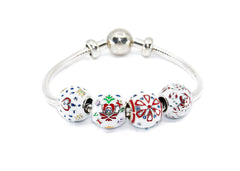 Sterling Silver 925 enamel flower charm bead