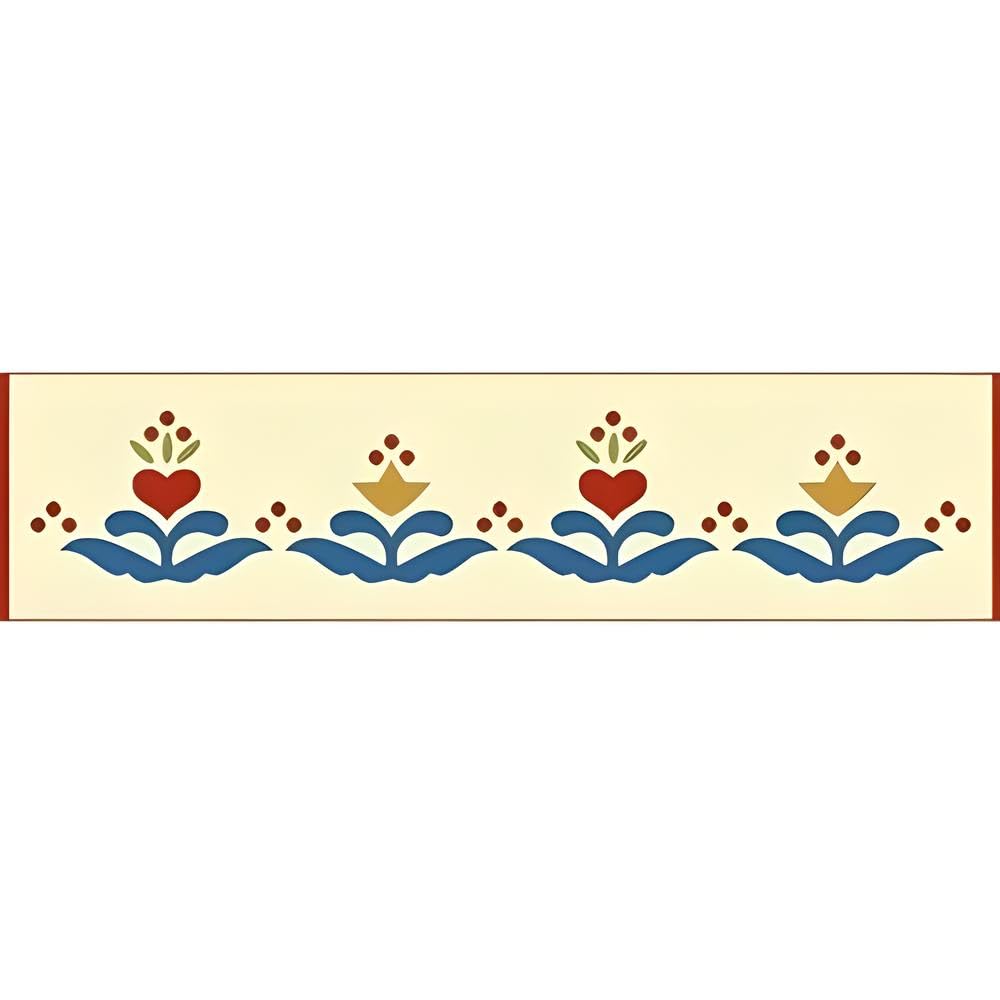 Folk Art Hearts Border Stencil 15.25 x 3 inches size