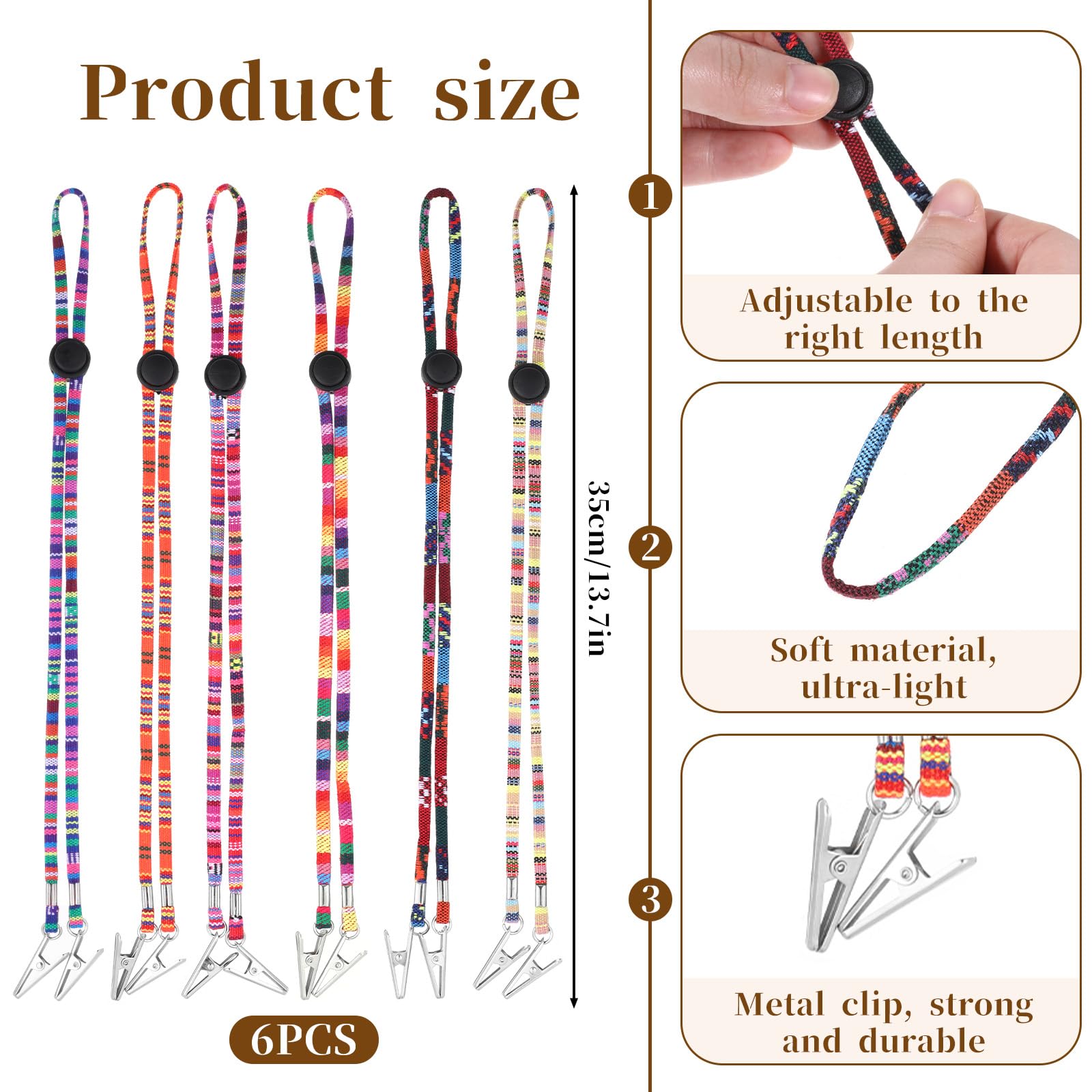 Napkin clip 33cm adjustable bib holder 6 colors