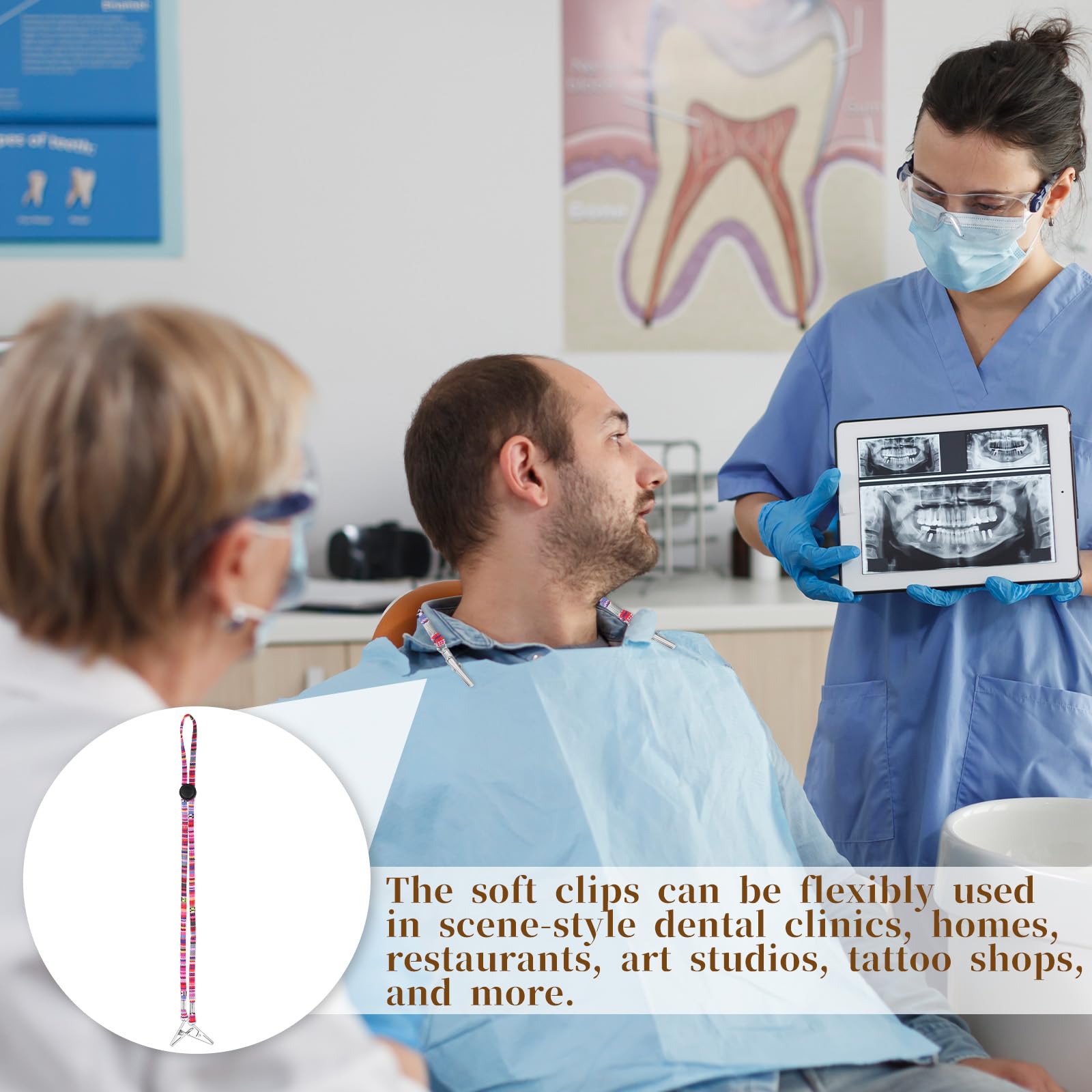 Napkin clip set for dental clinics and home dining