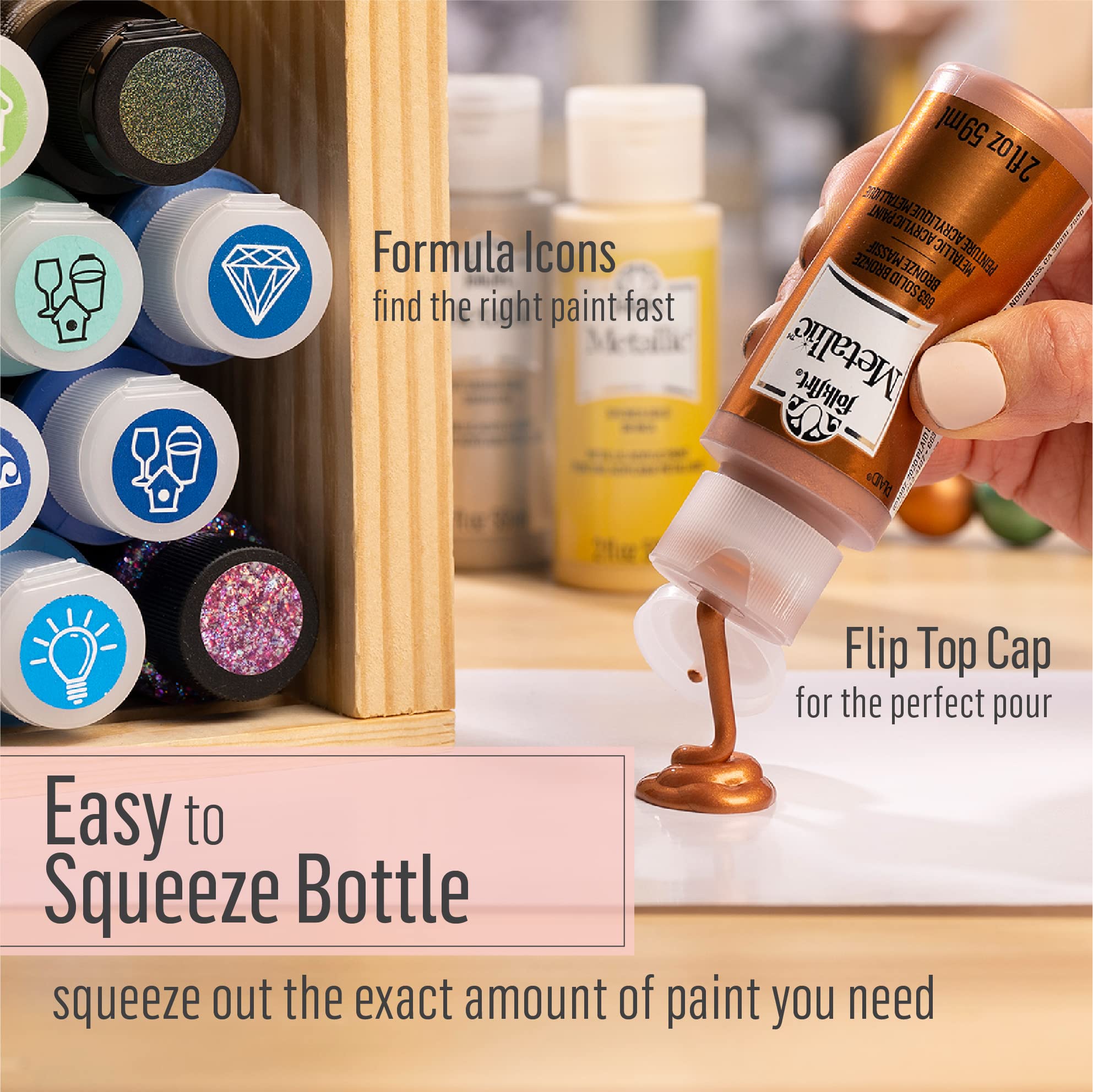FolkArt easy cleanup metallic paint with soap and water