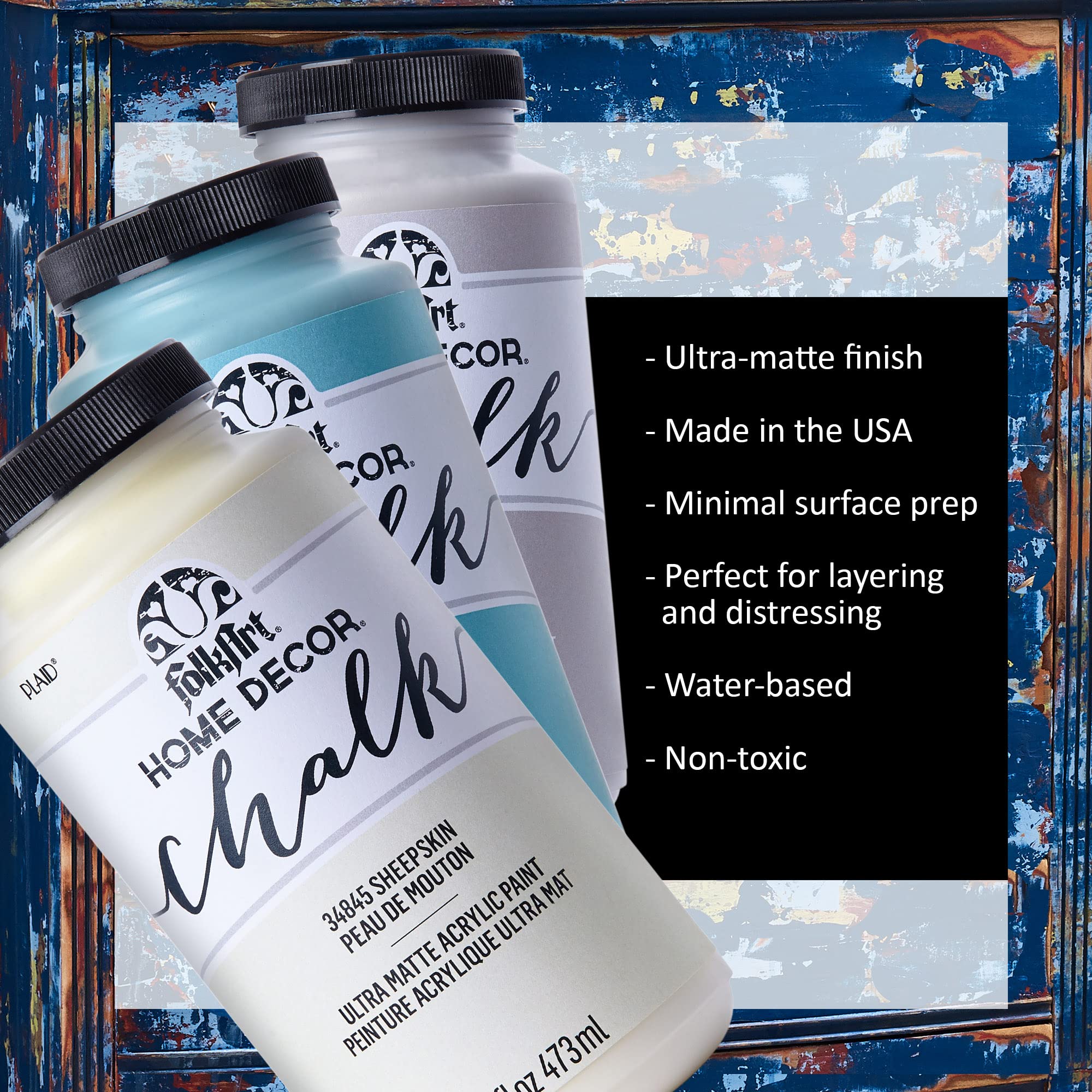 FolkArt furniture paint 16 oz White Adirondack across surfaces