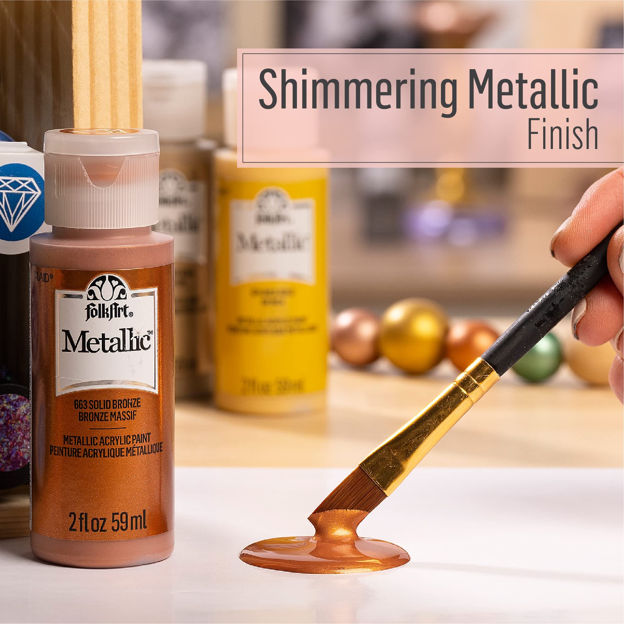 Indoor outdoor use FolkArt metallic acrylic paint