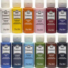 FolkArt outdoor gloss acrylic paint set 12 colors 2 oz bottles