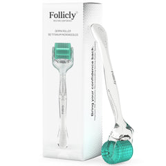 FOLLICLY Derma Roller with 192 titanium needles for hair and skin