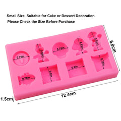 fondant mold with 9 shapes for cake toppers and decorations