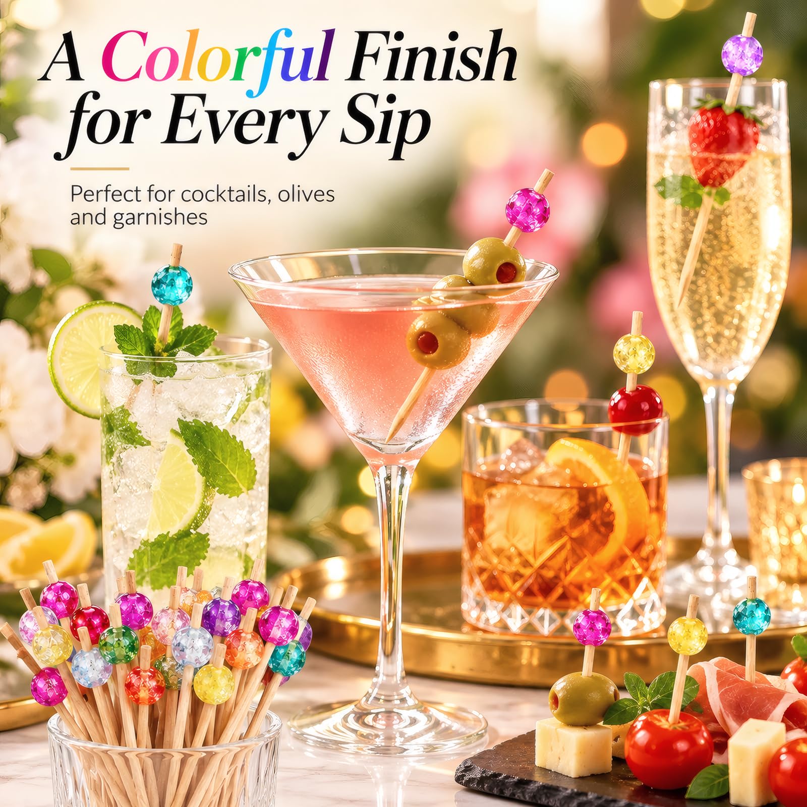 100-count party pack of bamboo cocktail picks