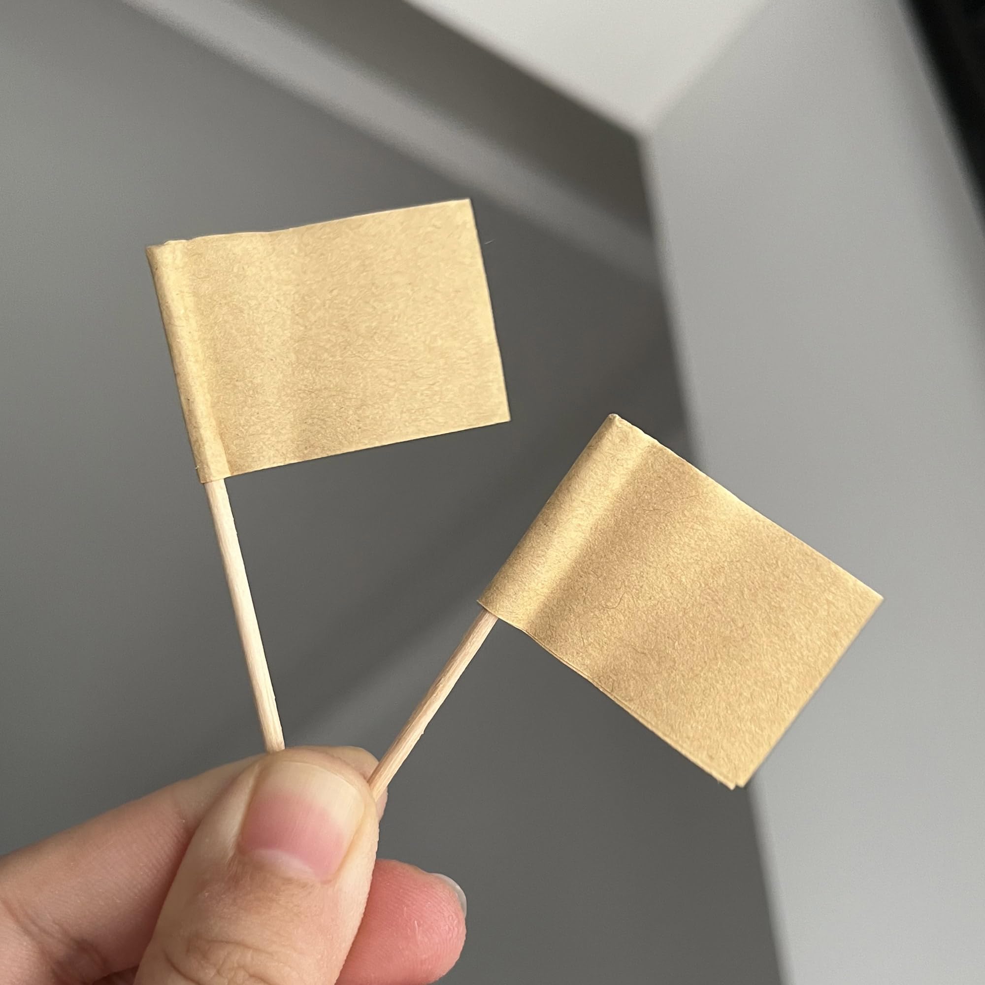 Paper flag and wooden toothpick kraft colored flag