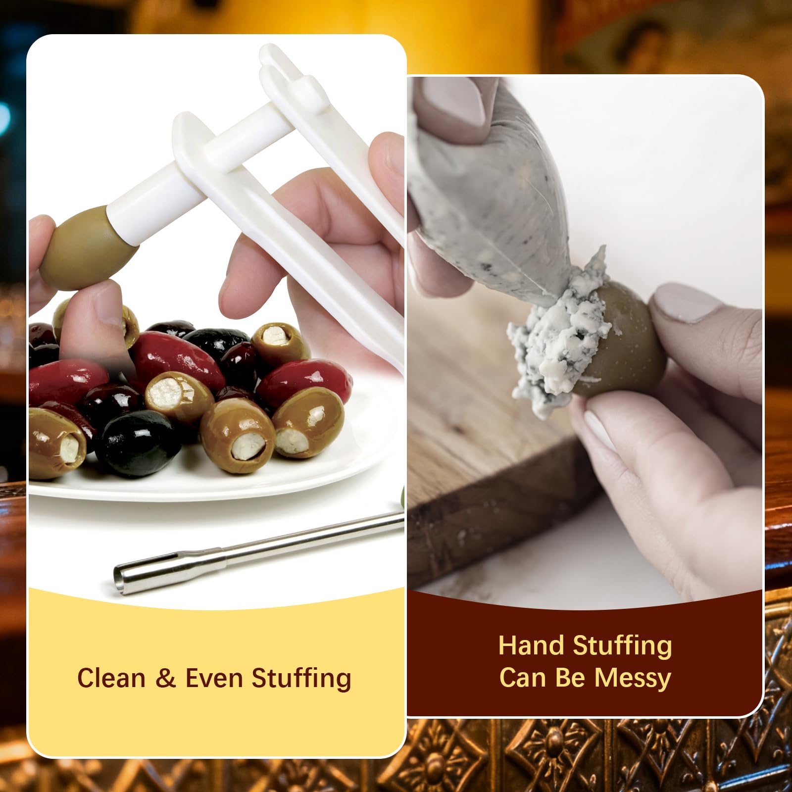 Food grade olive stuffer tool for stuffed olives