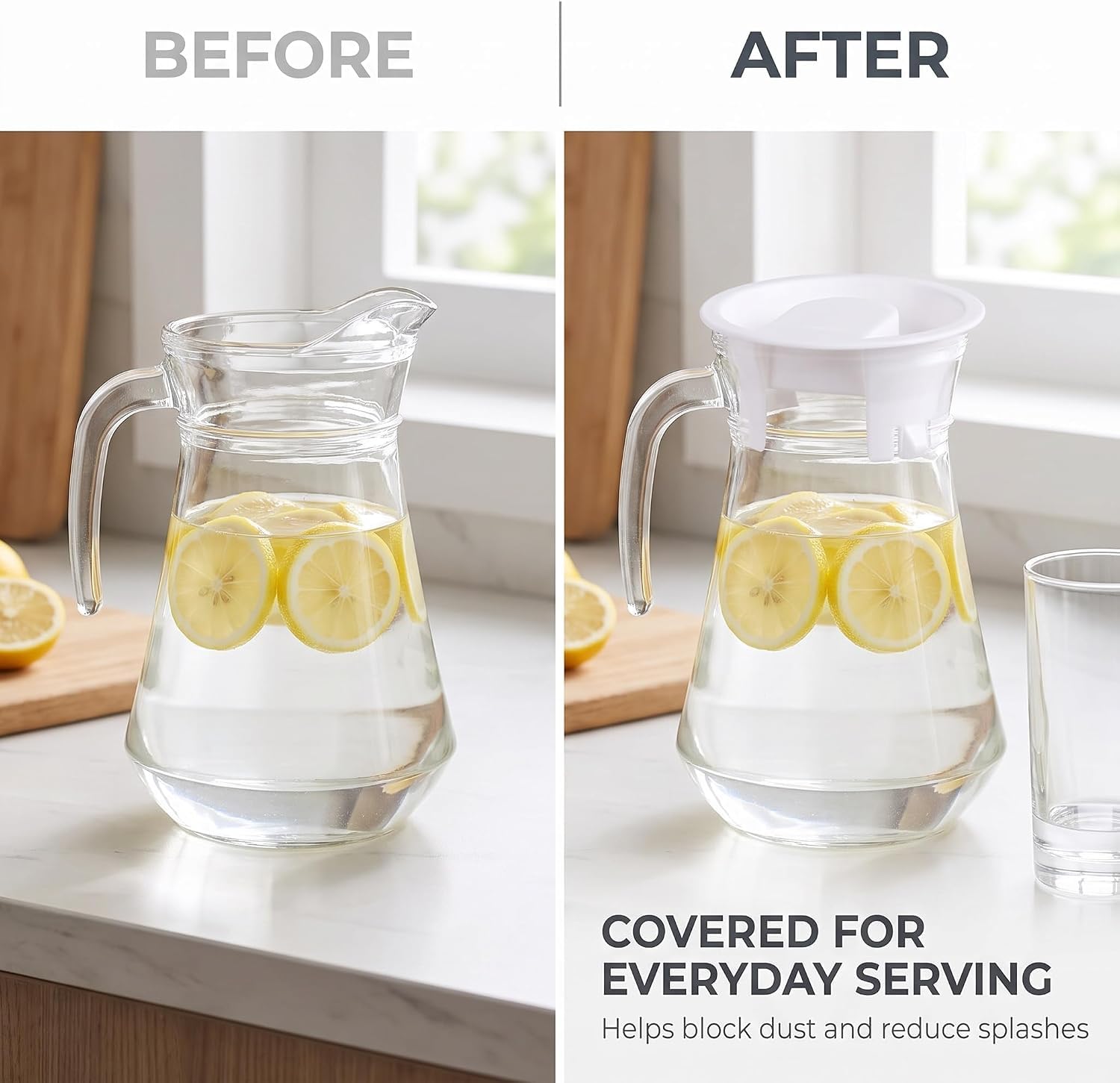 Secure fit plastic lids for juice and water vessels