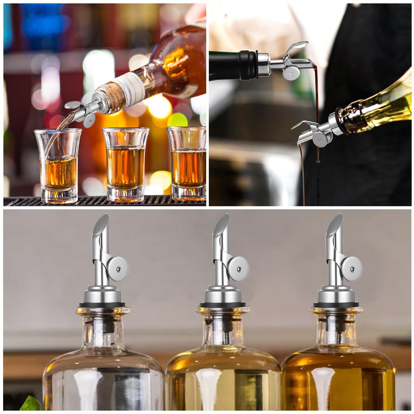 Silver stainless steel pourer set