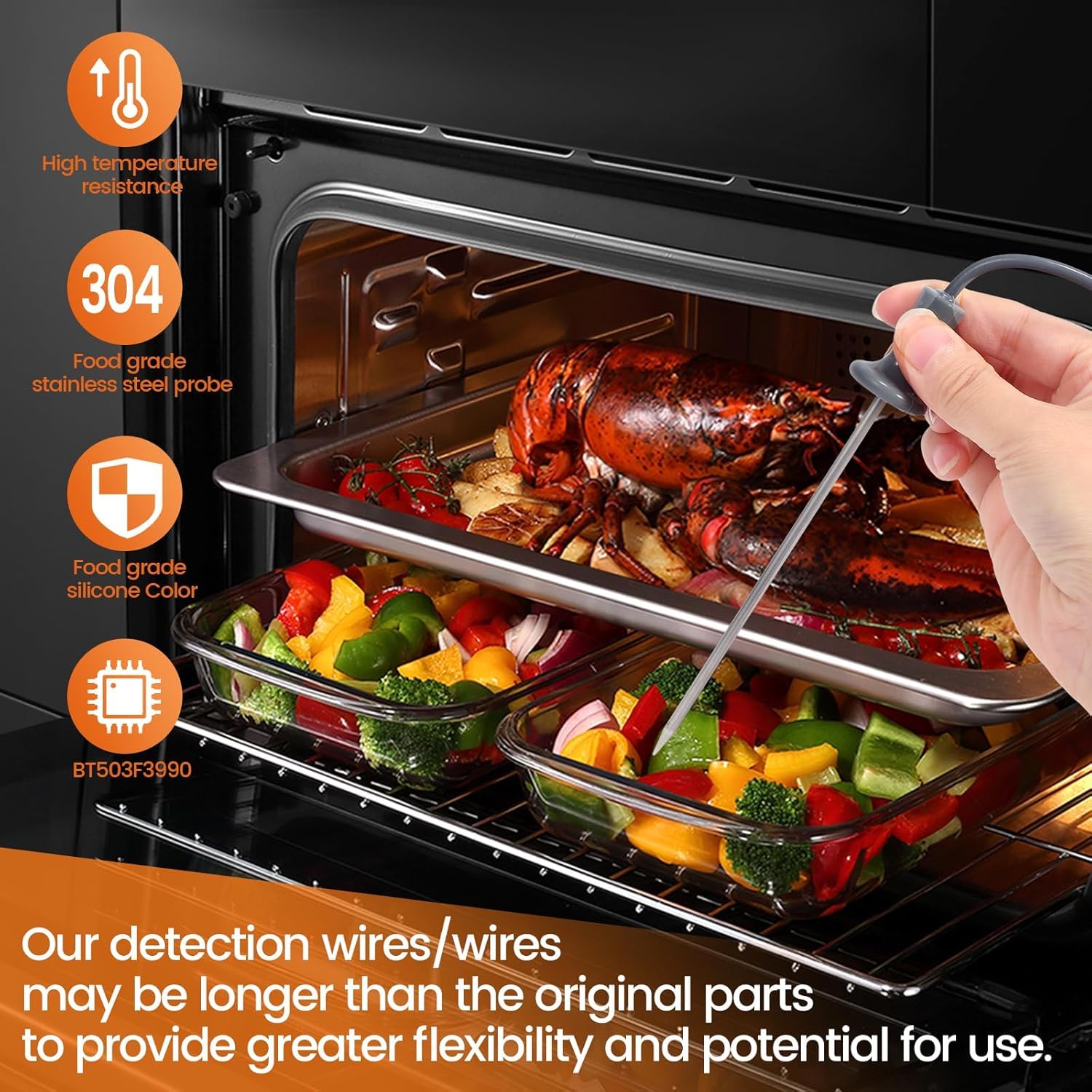 Food-grade silicone oven probe for GE WB20T10024