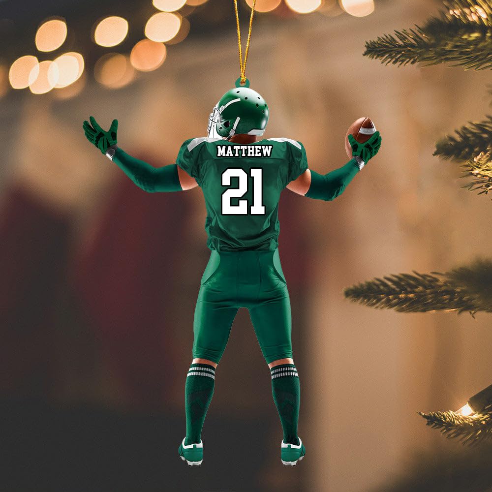 Durable Christmas football ornament designed for year-round display
