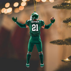 Durable Christmas football ornament designed for year-round display