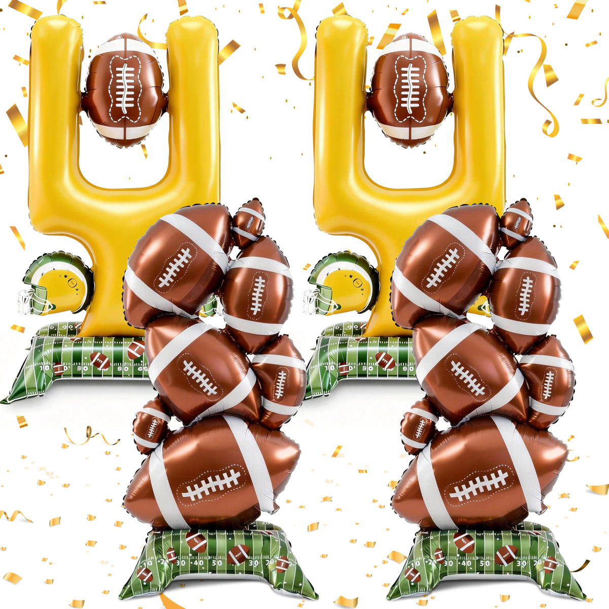 4 piece football party decorations with giant self standing balloons