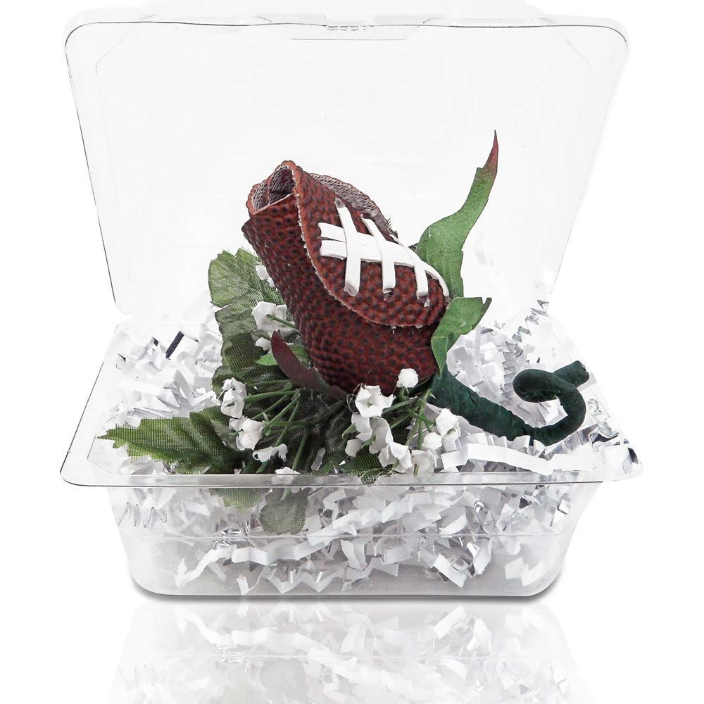Clear boutonniere case with football ribbon presentation