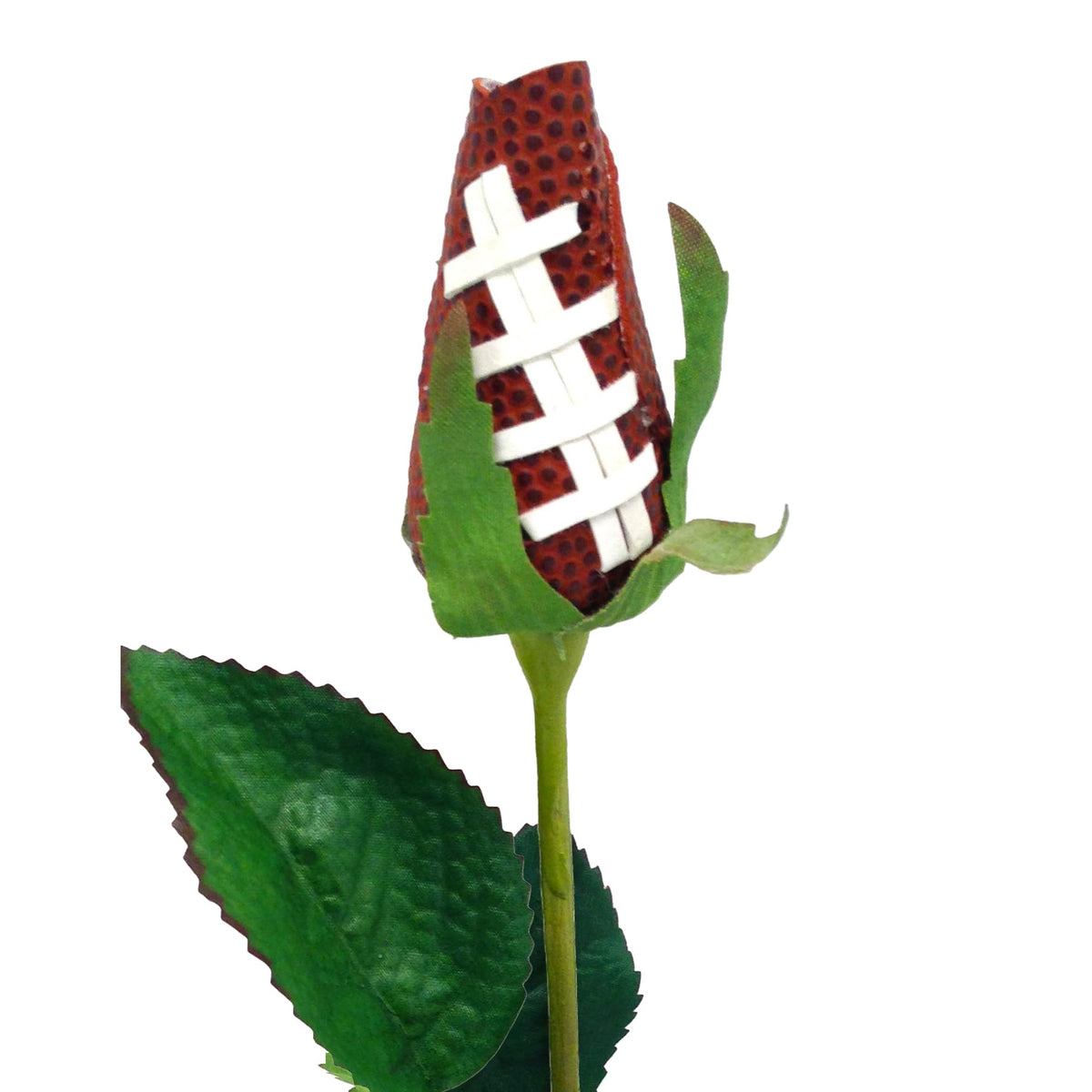 Football Rose handmade with leather laces close up