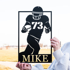 Football team metal wall art suitable for indoor outdoor use