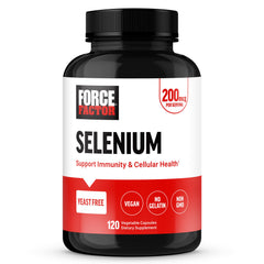 Force Factor Selenium bottle label showing 200mcg per capsule