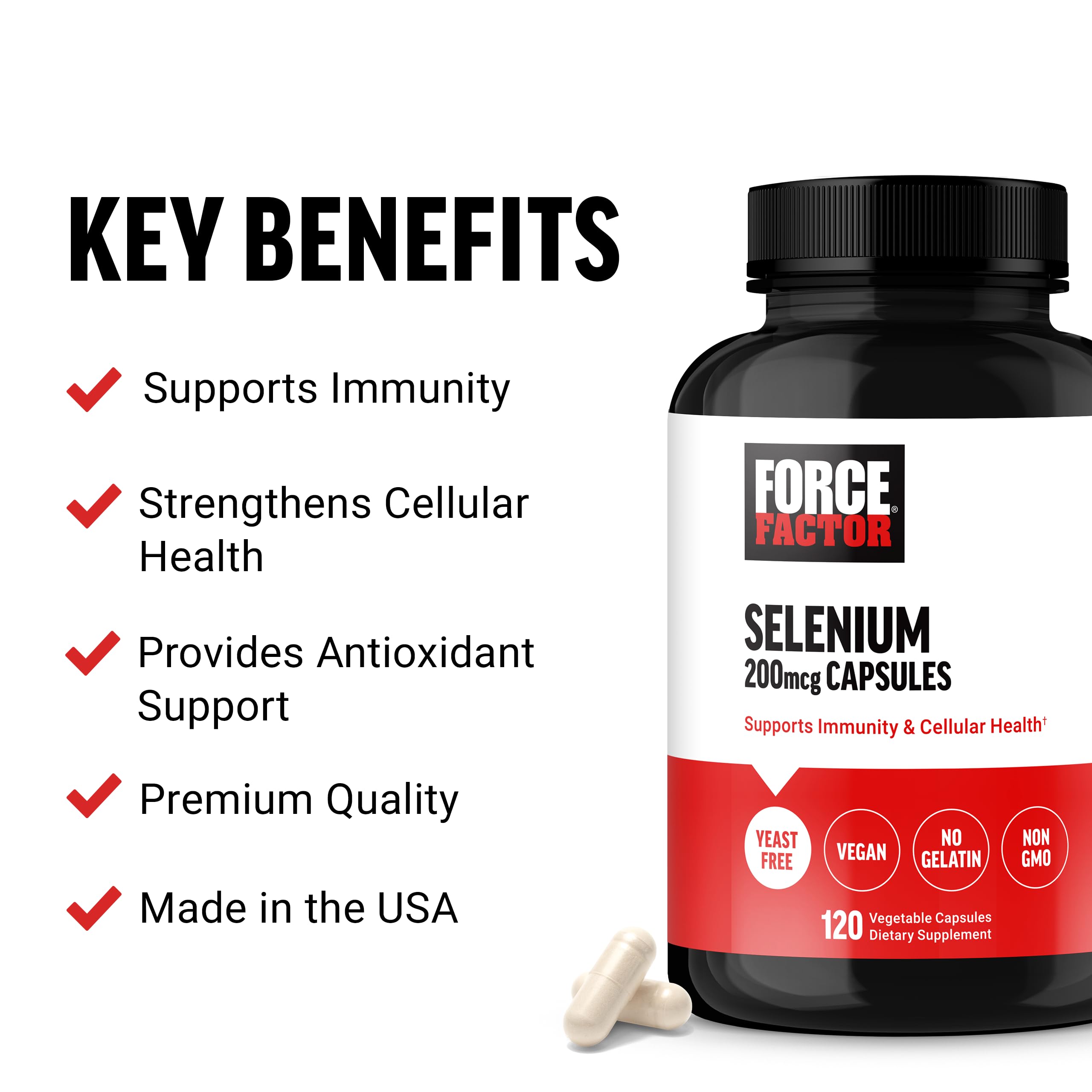 Force Factor Selenium immune support supplement capsule packaging